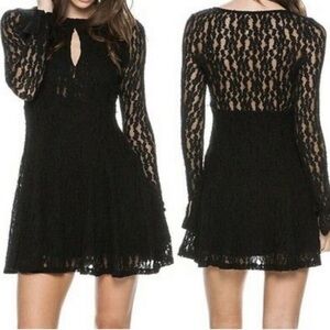 Free People Black Lace Mini Dress